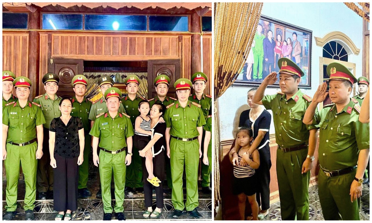Công an huyện Quế Phong tưởng nhớ, tri ân liệt sĩ Sầm Quốc Nghĩa và thăm hỏi động viên gia đình 