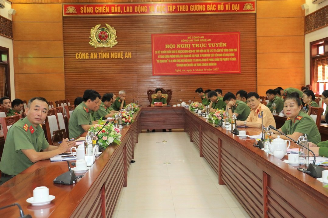 Toàn cảnh Hội nghị tại điểm cầu Công an tỉnh Nghệ An