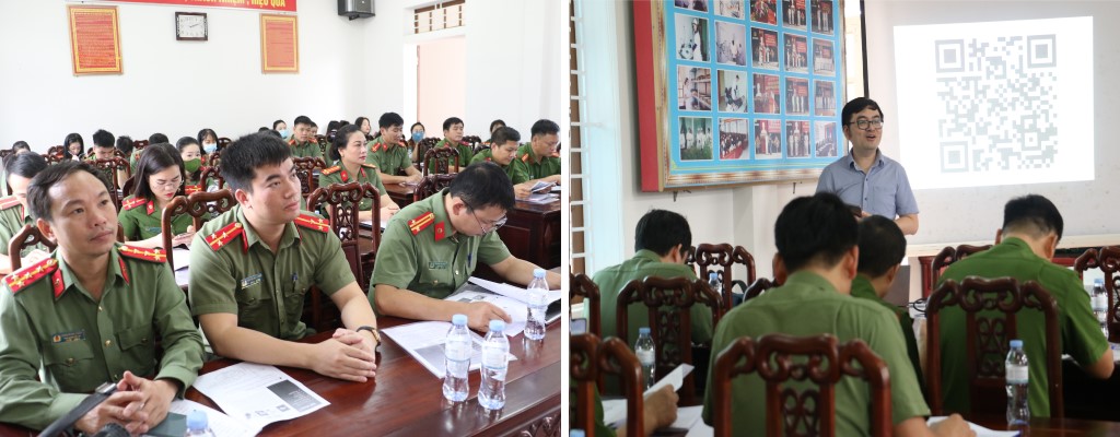 Giảng viên trường Đại học Y Hà Nội truyền đạt nội dung tập huấn