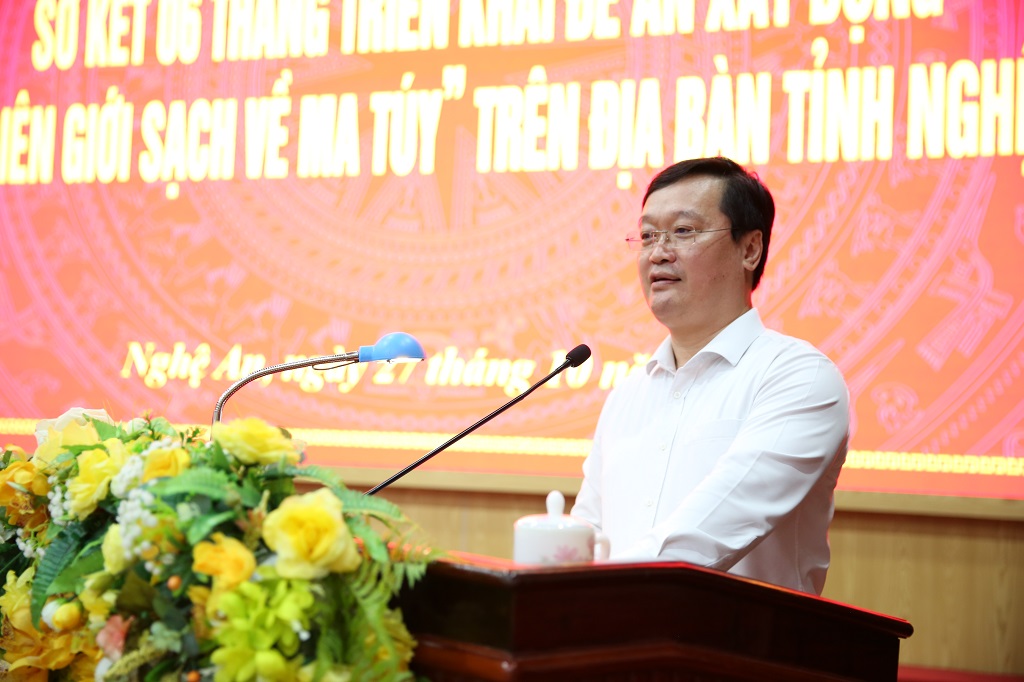 Đồng chí Nguyễn Đức Trung - Chủ tịch UBND tỉnh phát biểu tại Hội nghị