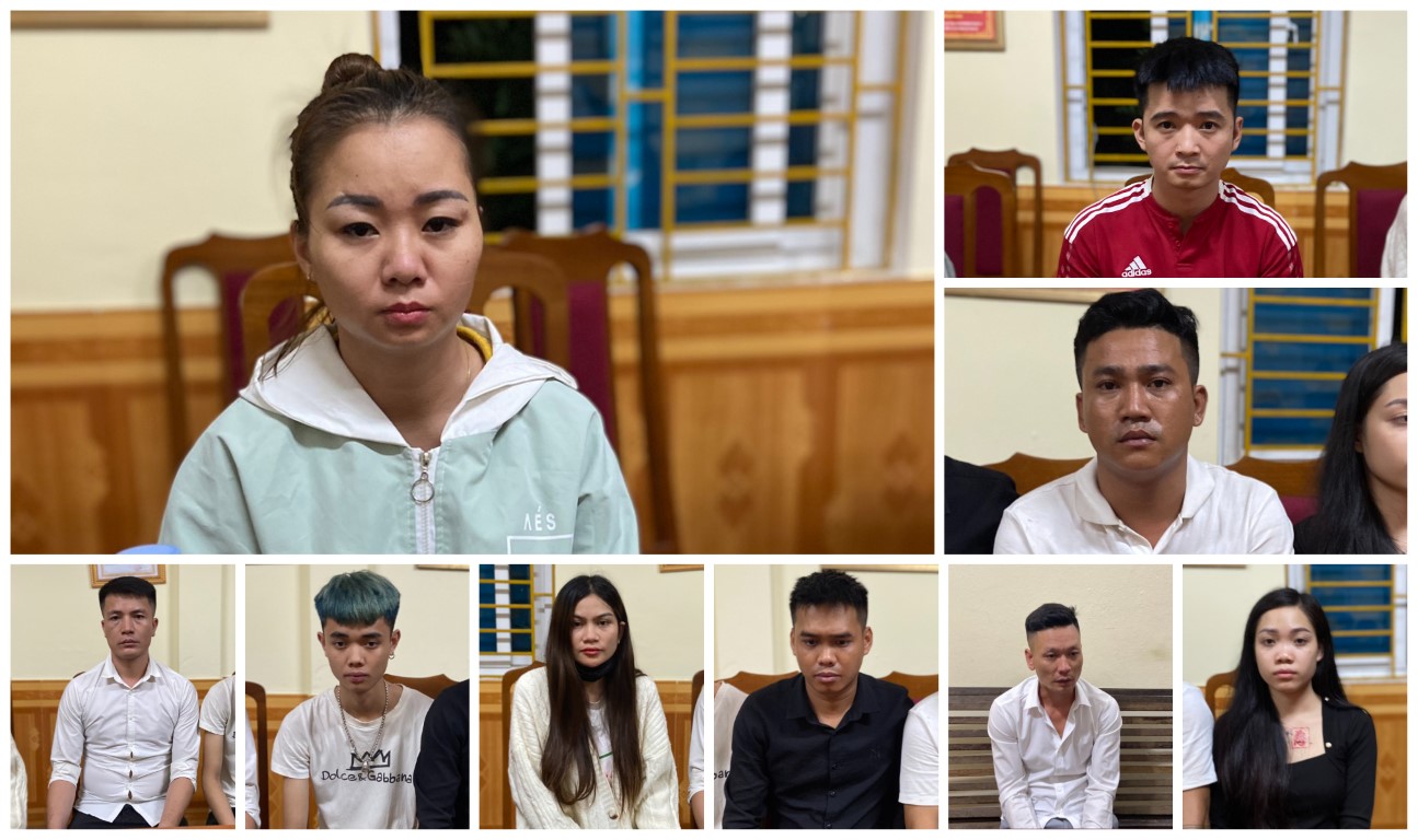 Nguyễn Thị Bé (ảnh to) và các đối tượng đang bị tạm giữ