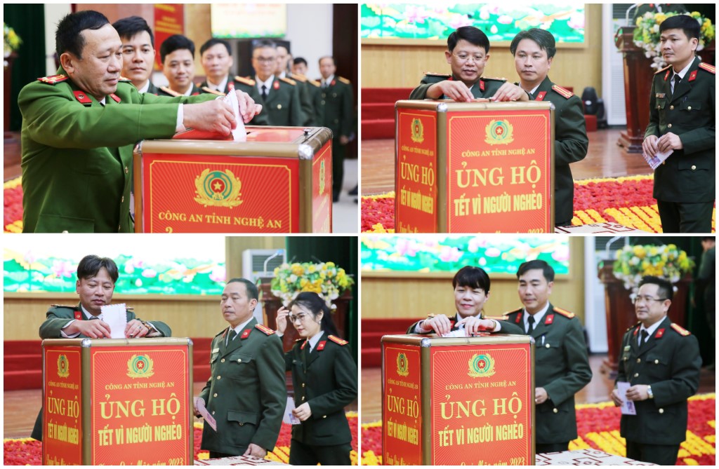 Lãnh đạo các phòng thuộc Công an tỉnh ủng hộ Tết vì người nghèo Xuân Quý Mão 2023