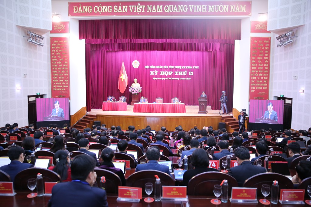 Toàn cảnh Kỳ họp thứ 11, HĐND tỉnh Nghệ An khóa XVIII, nhiệm kỳ 2021 - 2026