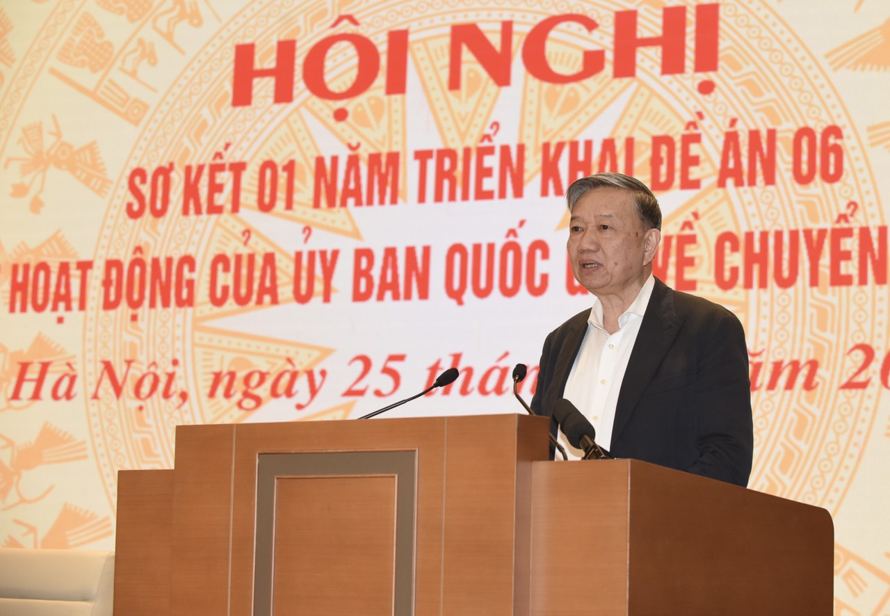 Bộ trưởng Bộ Công an Tô Lâm phát biểu tại Hội nghị