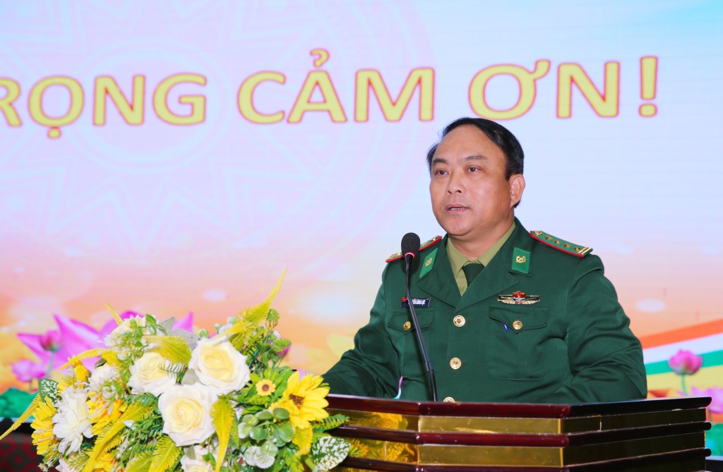 Đại tá Nguyễn Công Lực, Ủy viên Ban Chấp hành Đảng bộ tỉnh, Chỉ huy trưởng Bộ đội Biên phòng tỉnh phát biểu