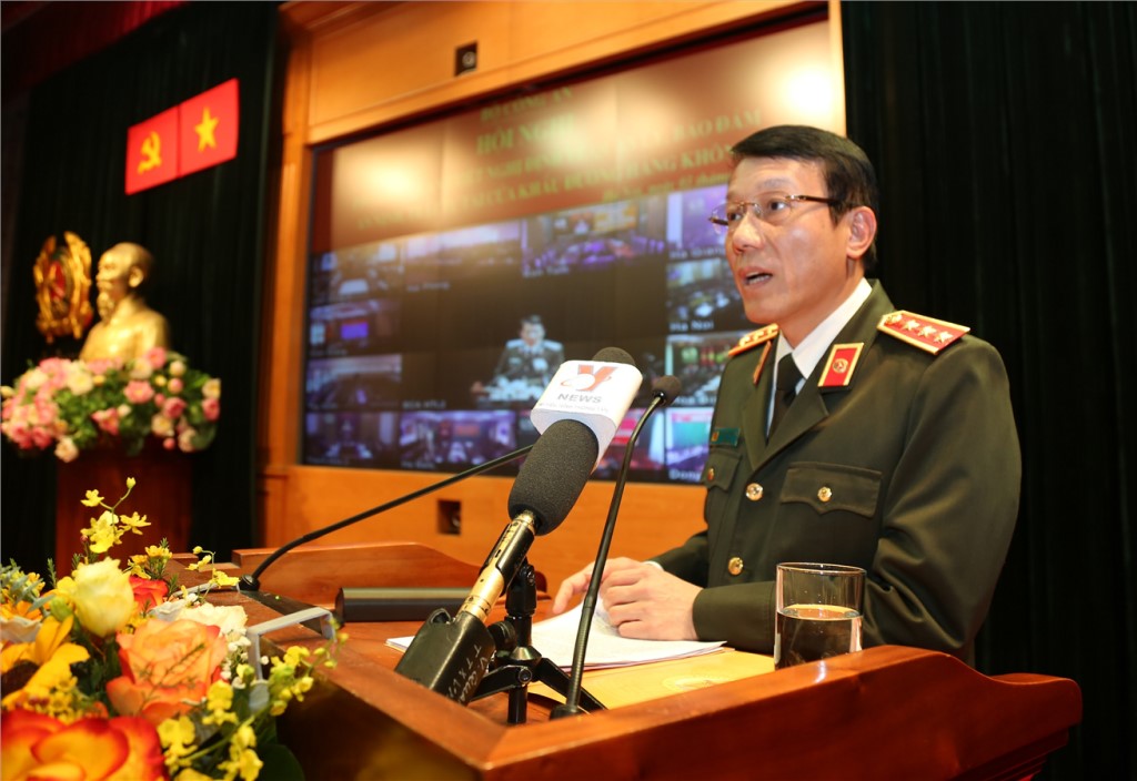 Đồng chí Thượng tướng Lương Tam Quang, Thứ trưởng Bộ Công an phát biểu chỉ đạo Hội nghị