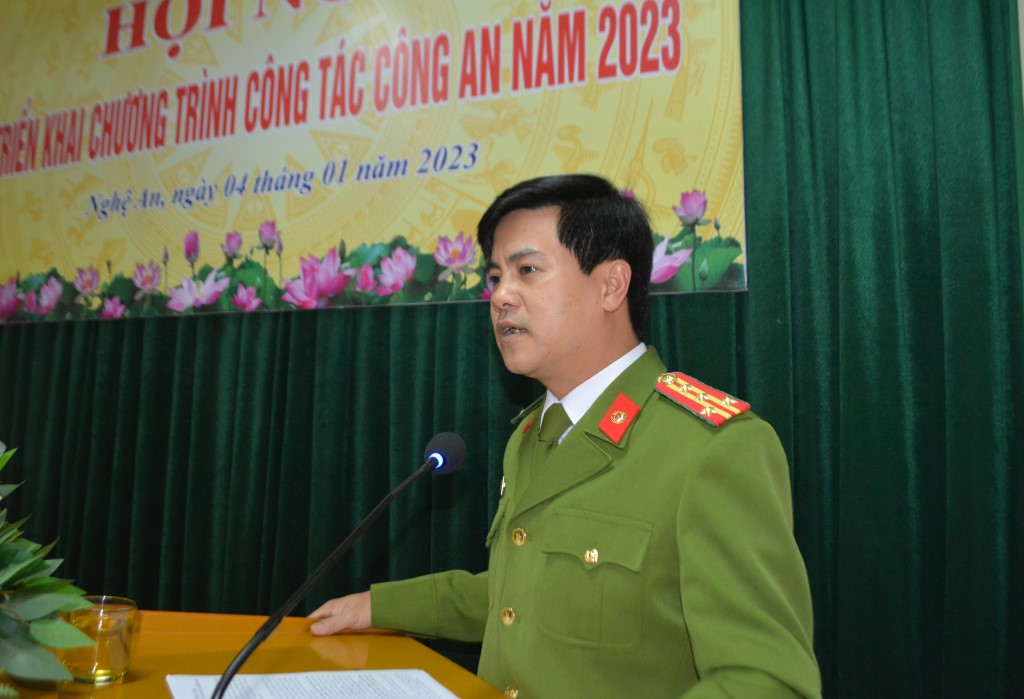 Đồng chí Đại tá Nguyễn Đức Hải, Phó Giám đốc Công an tỉnh ghi nhận, biểu dương những kết quả đơn vị đã đạt được trong năm vừa qua