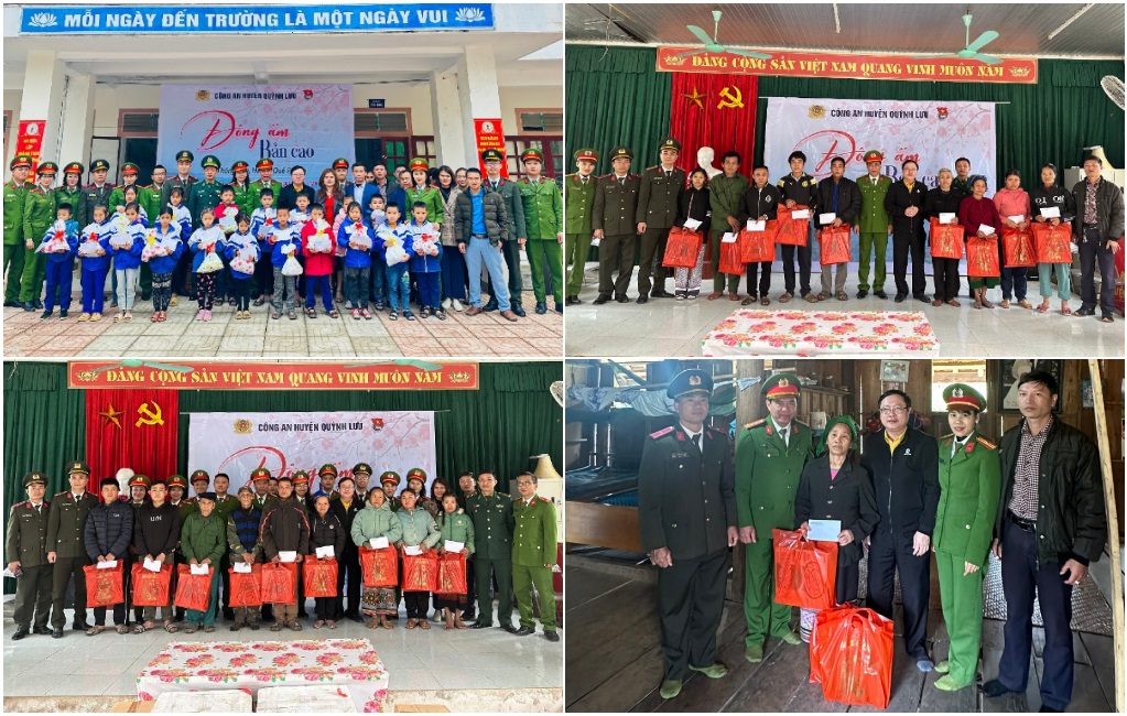 Công an huyện Quỳnh Lưu tặng quà các em học sinh và gia đình có hoàn cảnh khó khăn trên địa bàn xã Thông Thu, huyện Quế Phong