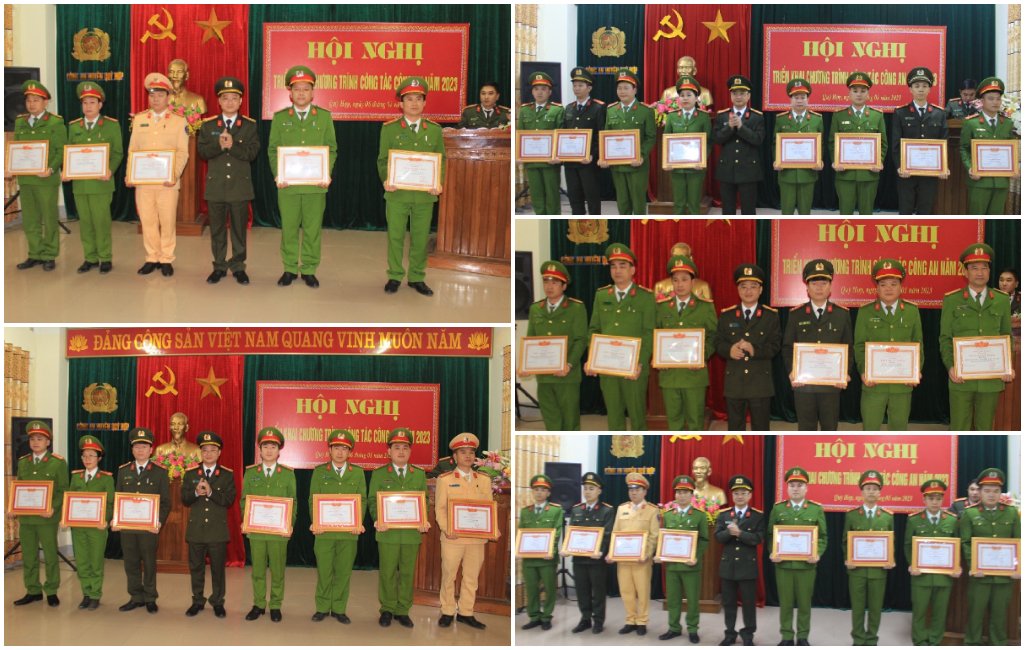 Đồng chí Thượng tá Trần Ngọc Tuấn, Phó Giám đốc Công an tỉnh trao thưởng các tập thể, cá nhân có thành tích xuất sắc
