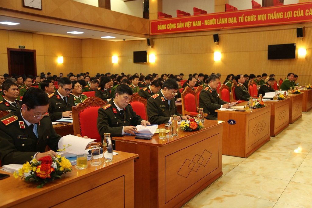 Các đại biểu dự Hội nghị tại điểm cầu Bộ Công an