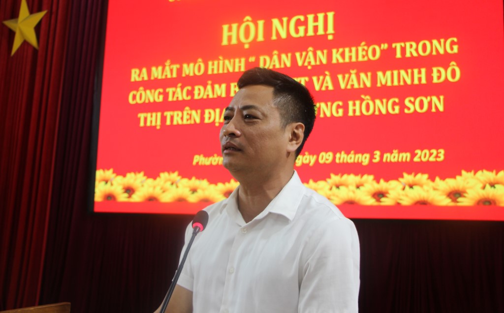 Đại diện UBND phường Hồng Sơn phát biểu tại buổi lễ
