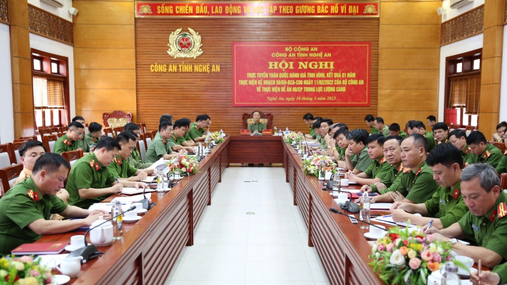 Hội nghị được trực tuyến tại Công an tỉnh Nghệ An