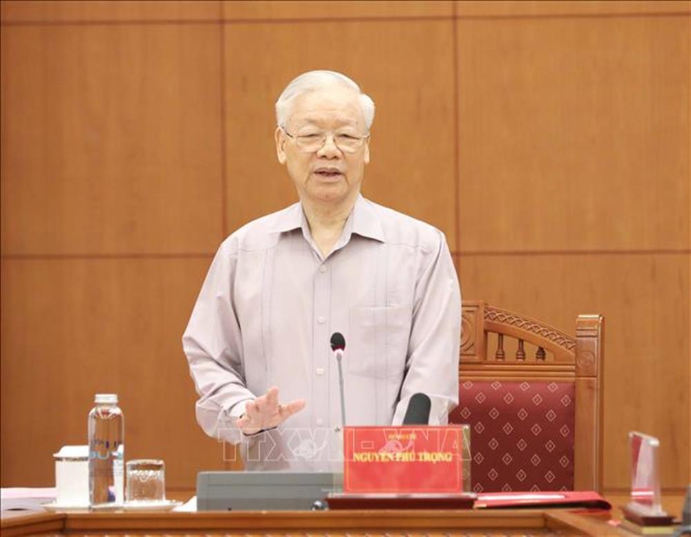 Tổng Bí thư Nguyễn Phú Trọng, Trưởng Ban Chỉ đạo phát biểu chỉ đạo cuộc họp.