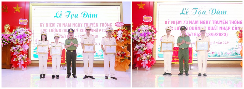 Đồng chí Đại tá Lê Văn Thái, Phó Giám đốc Công an tỉnh trao Bằng khen, Giấy khen của UBND tỉnh, Giám đốc Công an tỉnh tặng các cá nhân có thành tích xuất sắc