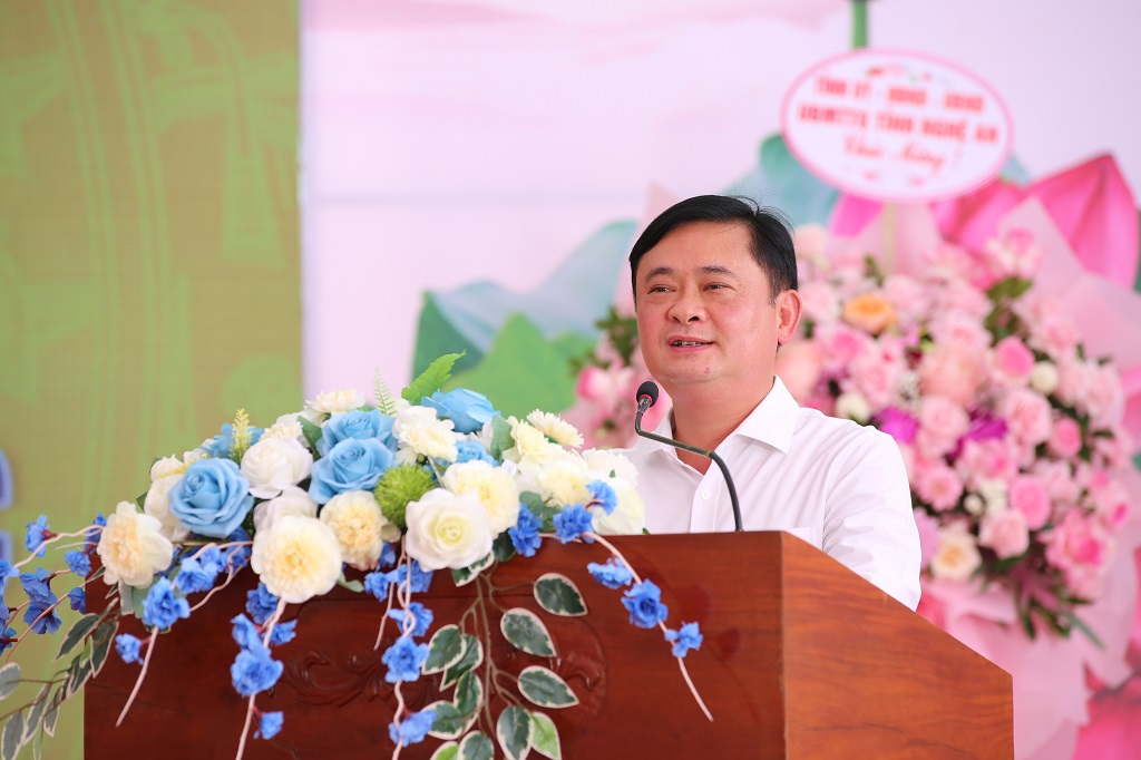 Đồng chí Thái Thanh Quý, Ủy viên Ban Chấp hành Trung ương Đảng, Bí thư Tỉnh ủy, Chủ tịch HĐND tỉnh phát biểu tại Ngày hội