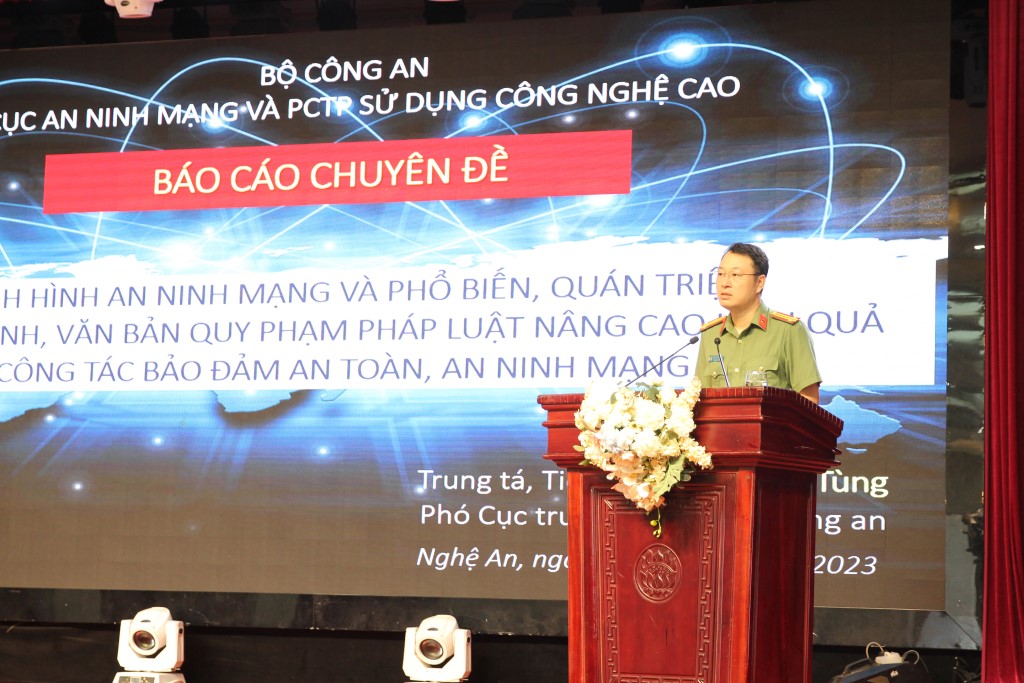 Đồng chí Trung tá Triệu Mạnh Tùng, Phó Cục trưởng Cục An ninh mạng và Phòng chống tội phạm sử dụng công nghệ cao, Bộ Công an