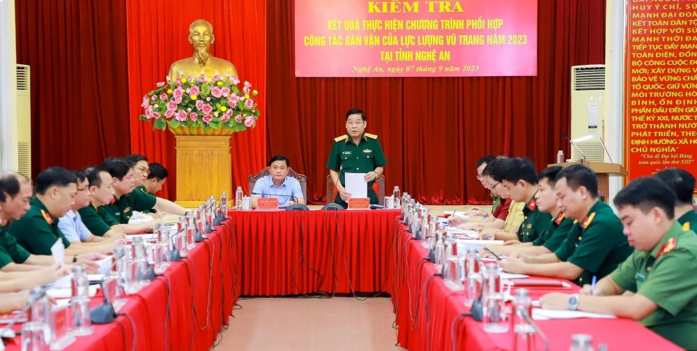 Đoàn kiểm tra Trung ương về công tác dân vận của lực lượng vũ trang làm việc với Thường trực Tỉnh ủy Nghệ An