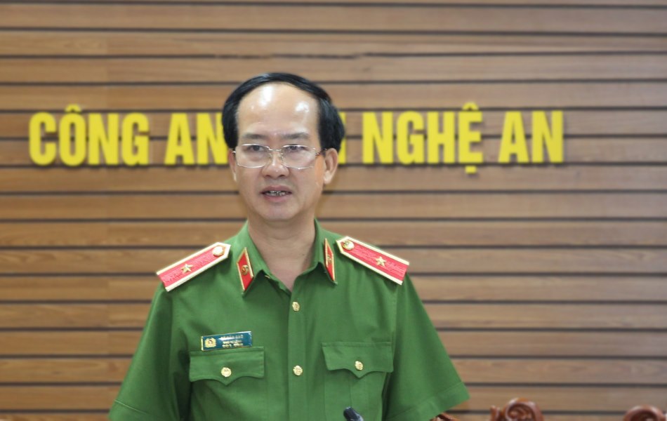 Đồng chí Thiếu tướng Lê Văn Sao, Phó Tư lệnh Cảnh sát cơ động – Bộ Công an phát biểu tại buổi làm việc