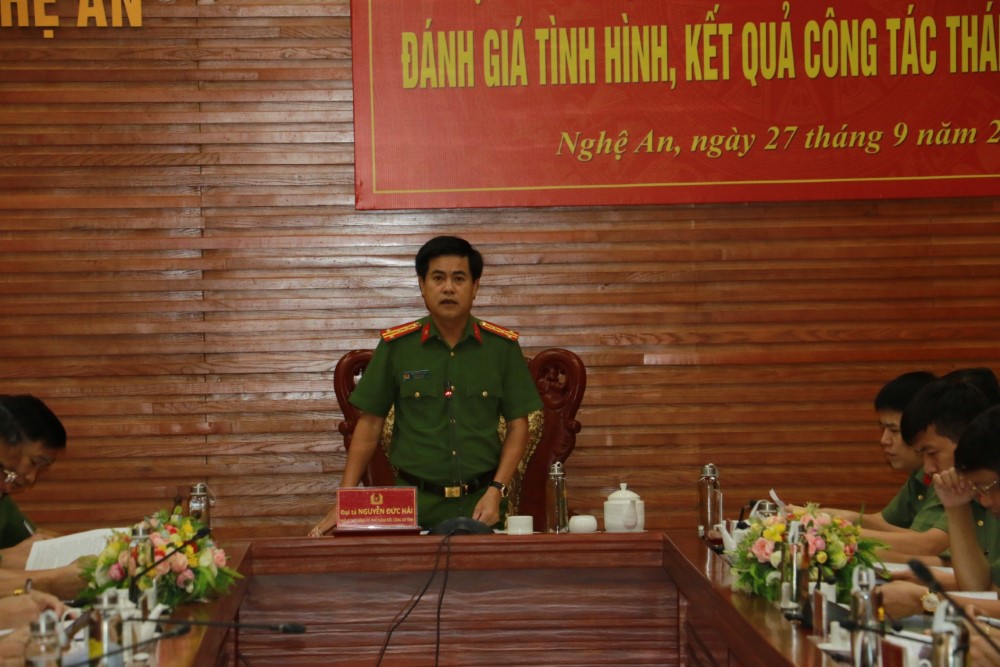 Đồng chí Đại tá Nguyễn Đức Hải – Phó Bí thư Đảng ủy – Phó Giám đốc tỉnh phát biểu kết luận tại hội nghị