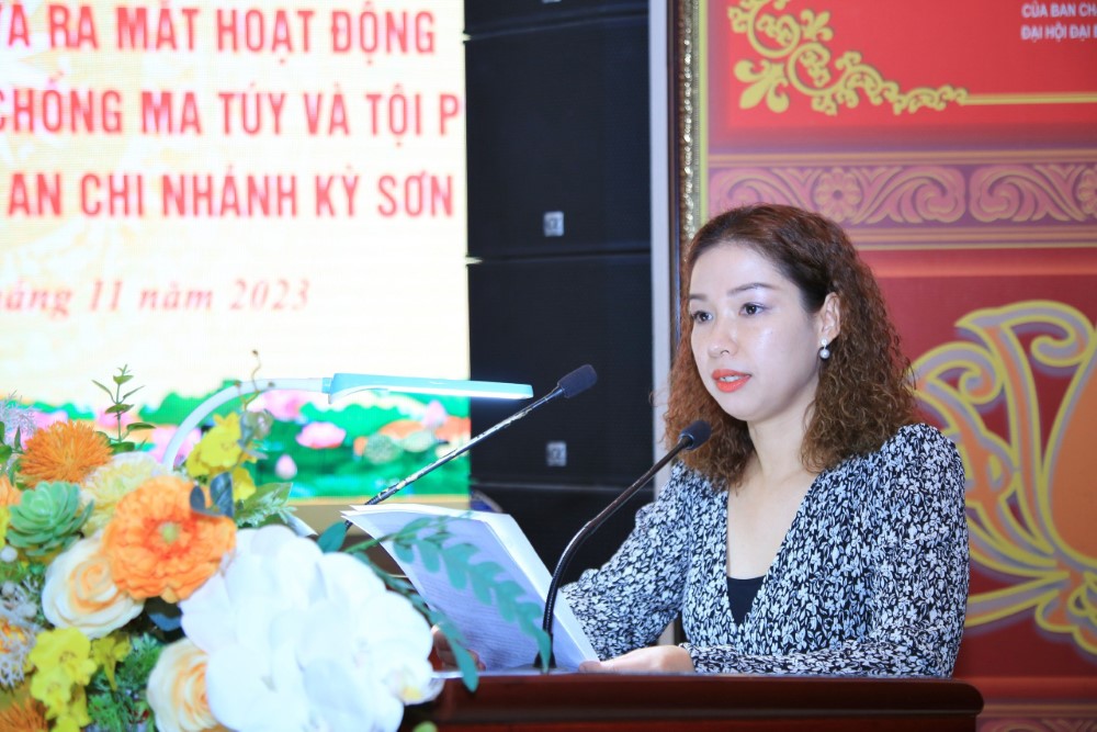 Bà Nguyễn Minh Lộc, đại diện Cơ quan UNODC tại Việt Nam phát biểu