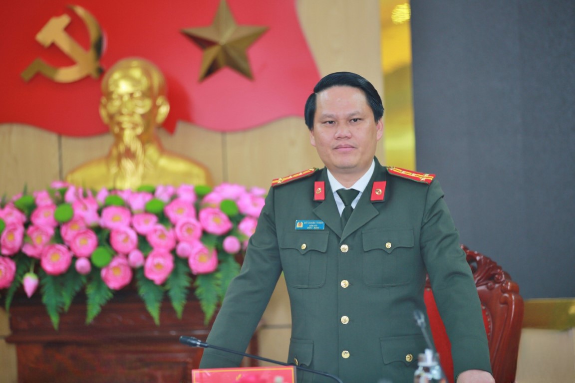 Đồng chí Bùi Quang Thanh – Bí thư Đảng ủy, Giám đốc Công an tỉnh phát biểu chỉ đạo tại buổi làm việc