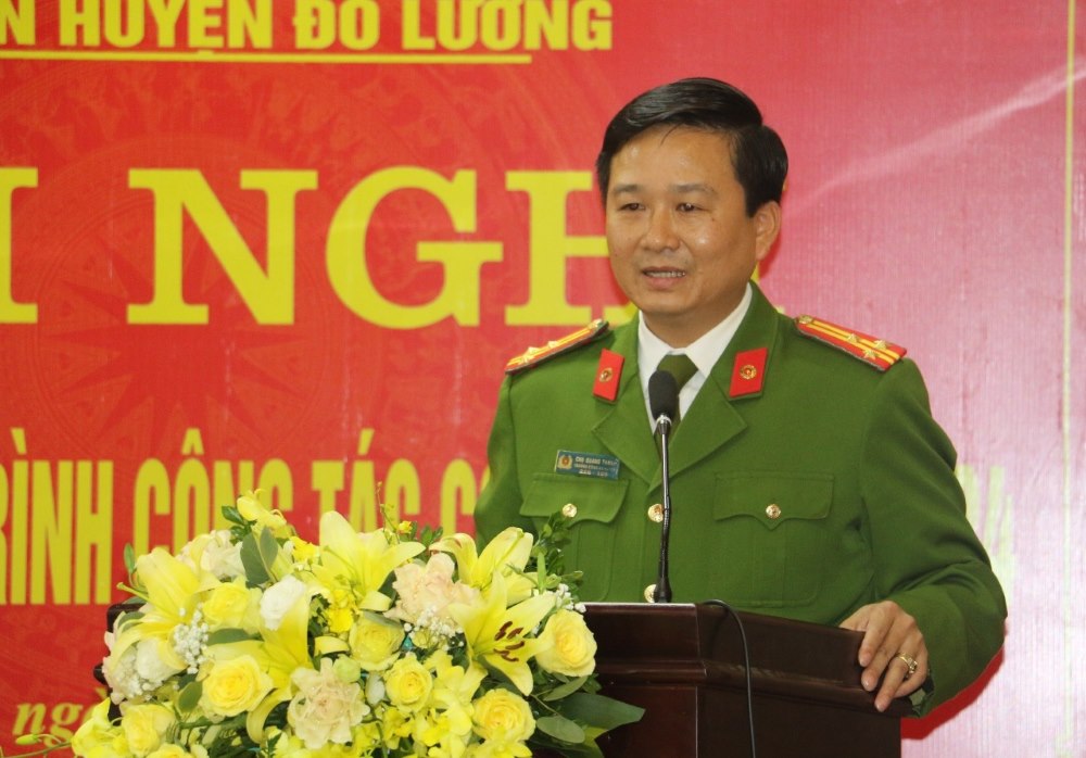 Đồng chí Thượng tá Chu Quang Thành, Trưởng Công an huyện Đô Lương kết luận Hội nghị