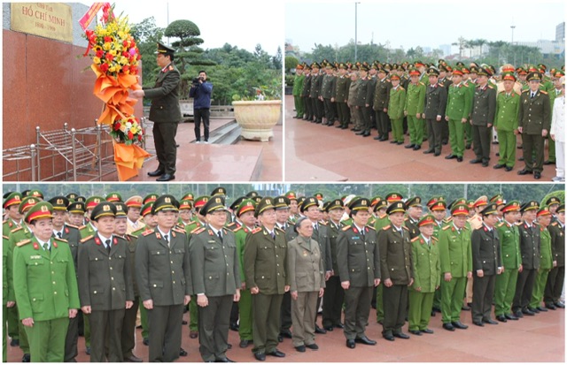 Trước khi diễn ra buổi gặp mặt, Lãnh đạo Công an tỉnh và các đại biểu đã dâng hoa dâng hương tưởng nhớ Chủ tịch Hồ Chí Minh