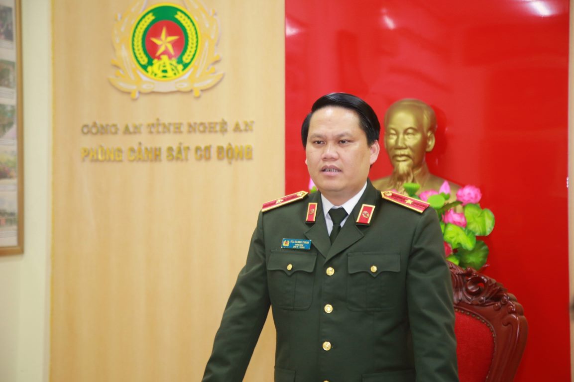 Đồng chí Thiếu tướng Bùi Quang Thanh, Ủy viên Ban Thường vụ Tỉnh ủy, Bí thư Đảng ủy, Giám đốc Công an tỉnh phát biểu chỉ đạo