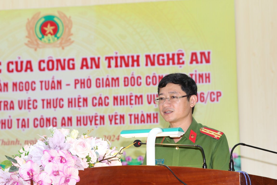 Đồng chí Đại tá Trần Ngọc Tuấn - Phó Giám đốc Công an tỉnh phát biểu kết luận