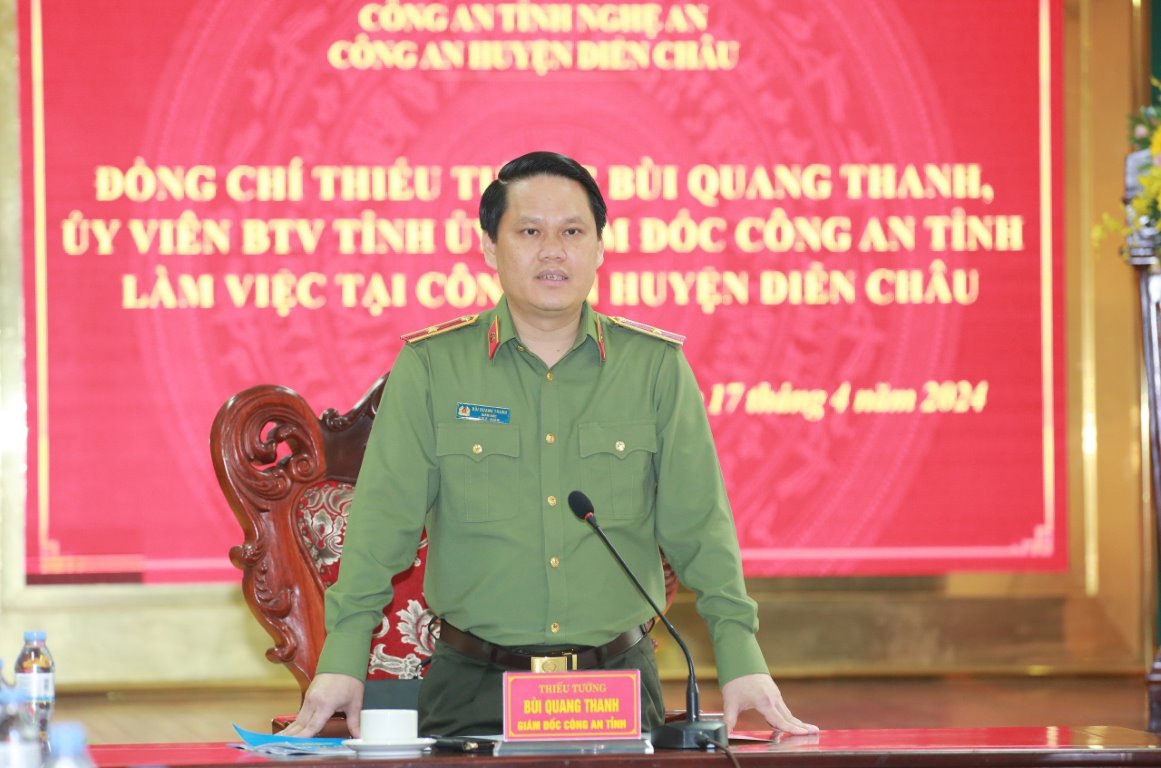 Giám đốc Công an tỉnh Nghệ An làm việc với Công an huyện Diễn Châu