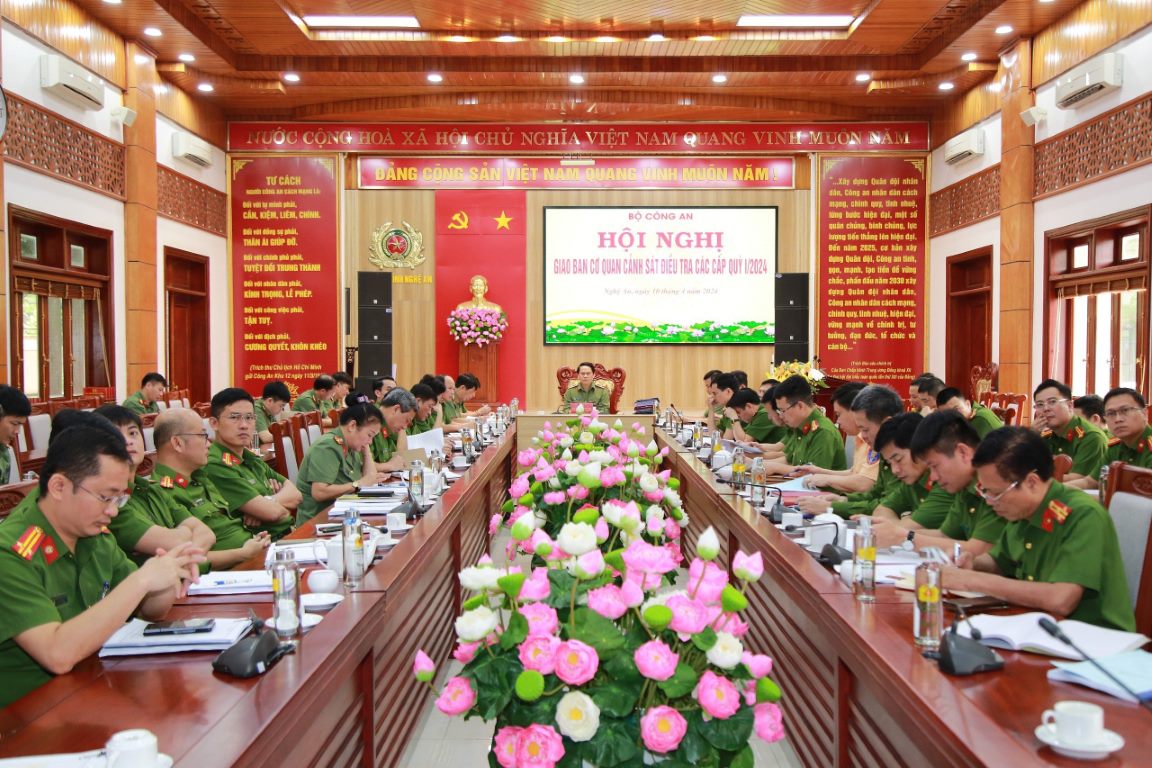 Toàn cảnh Hội nghị tại điểm cầu Công an tỉnh Nghệ An 