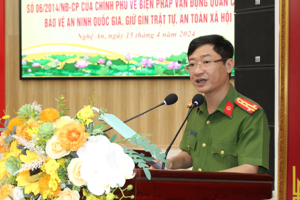 Đồng chí Đại tá Trần Ngọc Tuấn - Phó Giám đốc Công an tỉnh phát biểu chỉ đạo