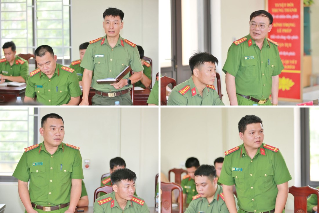 Lãnh đạo, chỉ huy Công an huyện Quỳ Châu phát biểu tại buổi làm việc