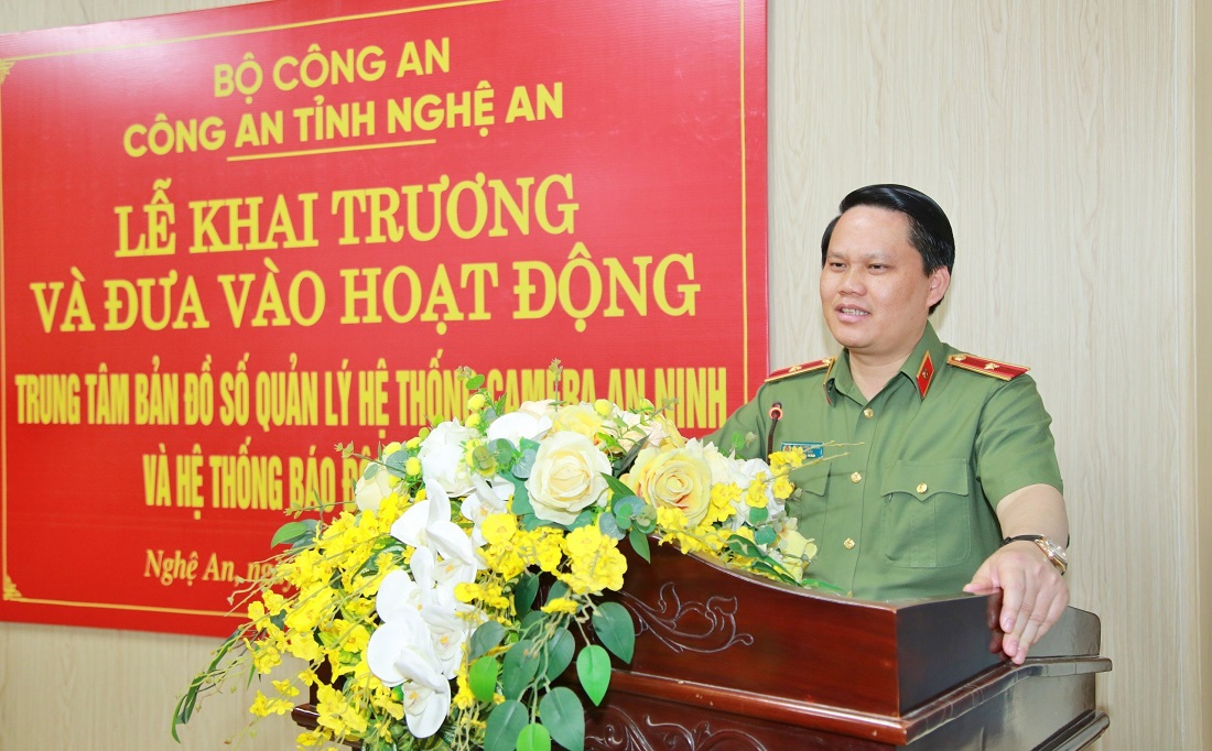 Đồng chí Thiếu tướng Bùi Quang Thanh, Ủy viên Ban Thường vụ Tỉnh ủy, Giám đốc Công an tỉnh phát biểu