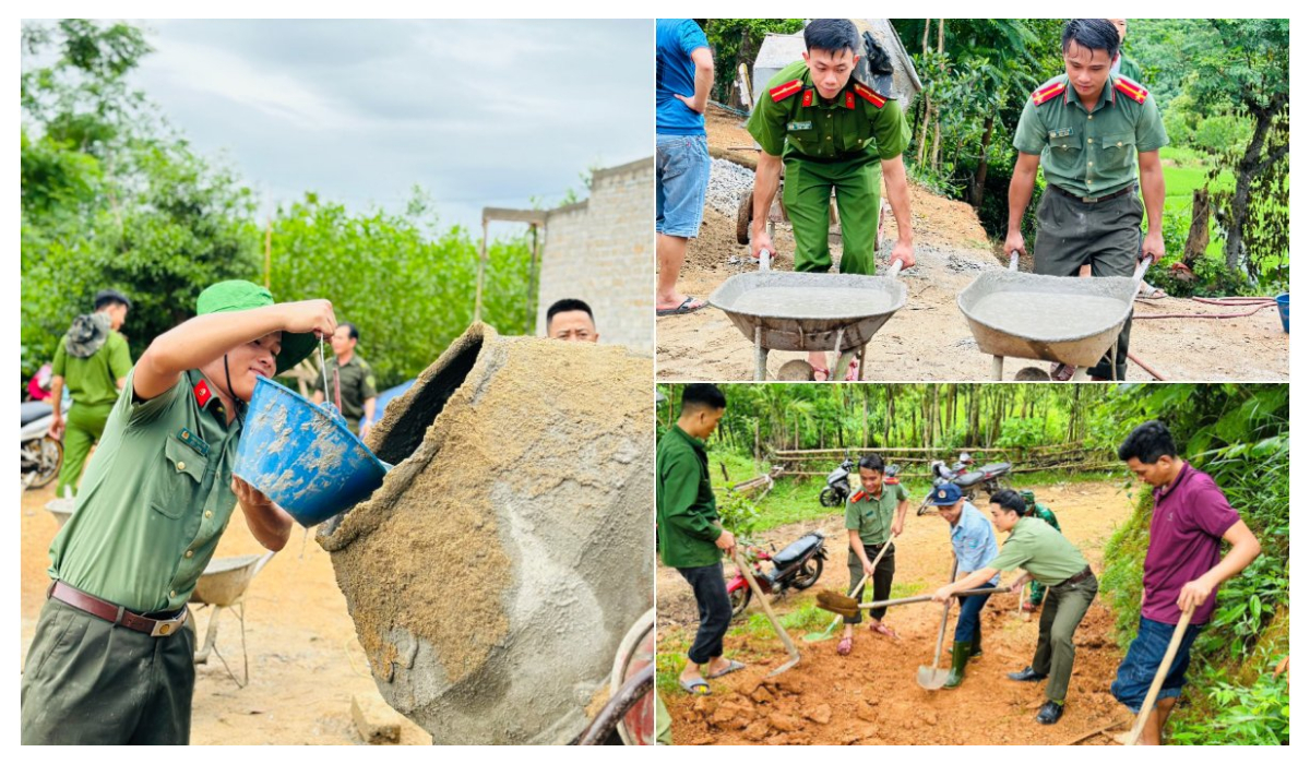 Công an huyện Con Cuông hỗ trợ xây dựng, sửa chữa nhà ở cho người nghèo, hộ có hoàn cảnh khó khăn