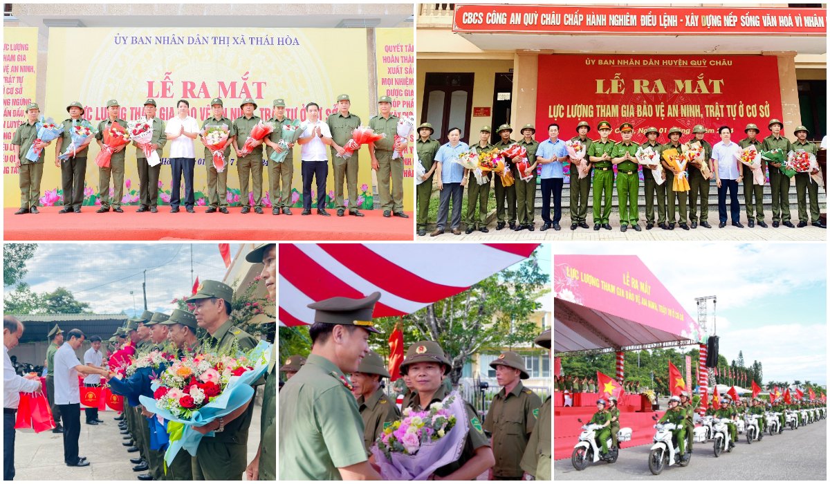 Lực lượng bảo vệ ANTT ở cơ sở tại thành phố Vinh, Yên Thành, thị xã Thái Hoà,  Con Cuông,  Qùy Châu