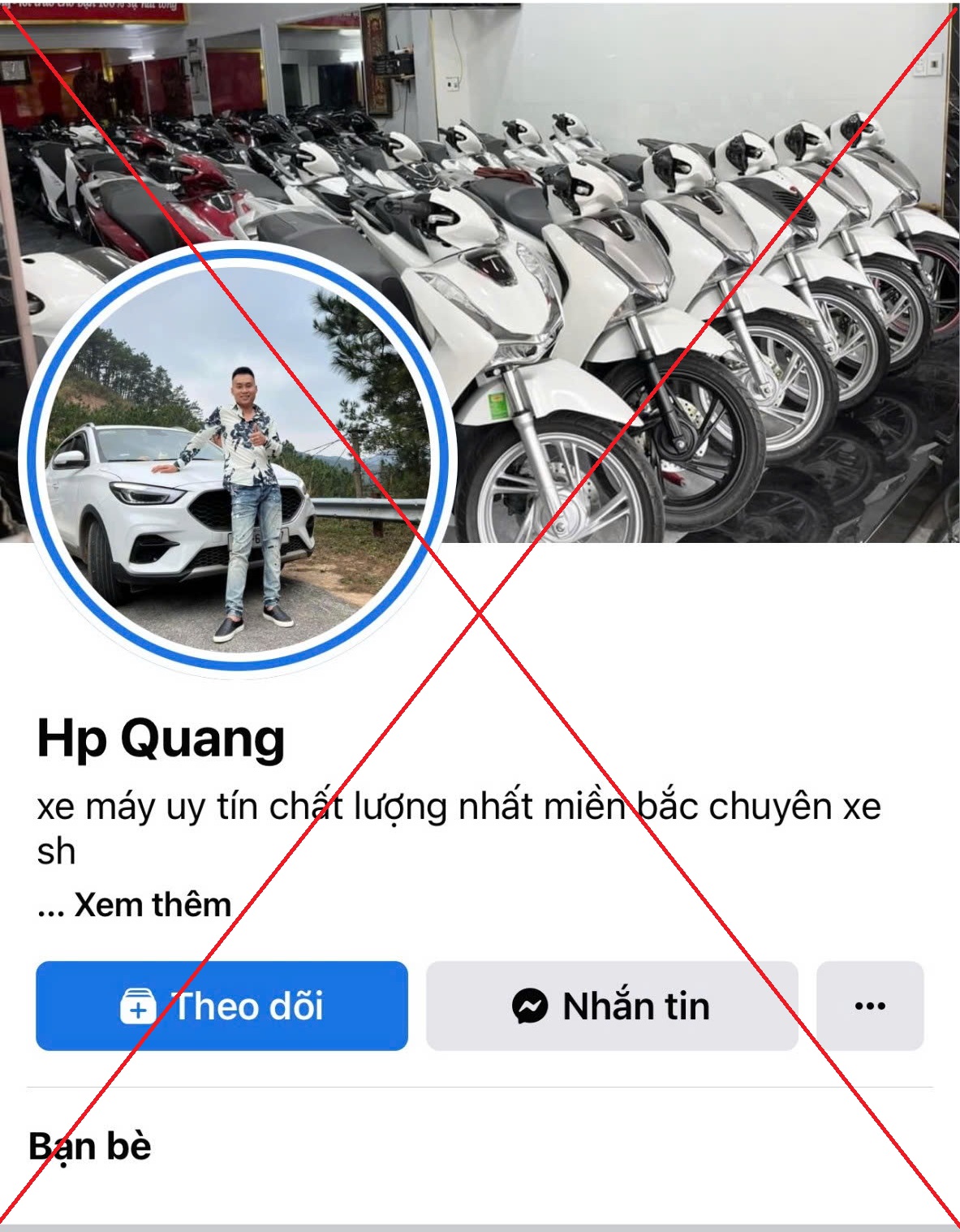 Tài khoản Facebook đối tượng Đào Văn Quang sử dụng để thực hiện hành vi lừa đảo chiếm đoạt tài sản