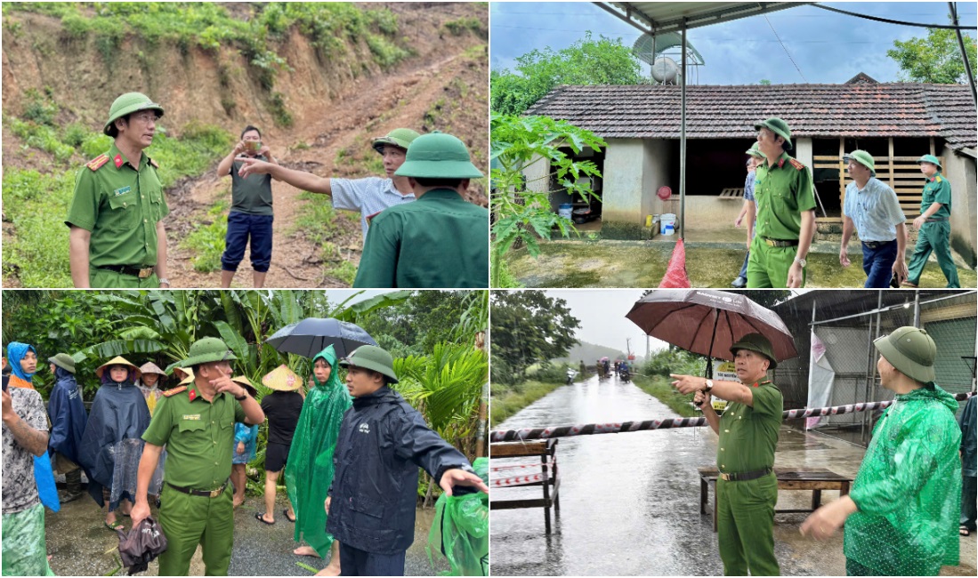 Lãnh đạo Công an huyện Anh Sơn chỉ đạo công tác khắc phục hậu quả mưa bão trên địa bàn