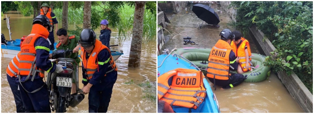 Công an các địa phương huy động lực lượng tham gia di chuyển tài sản và đưa người dân đến vùng an toàn