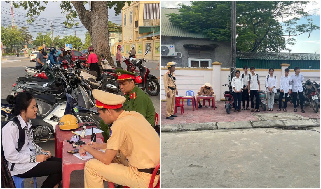 Công an huyện Hưng Nguyên ra quân xử lý học sinh vi phạm TTATGT