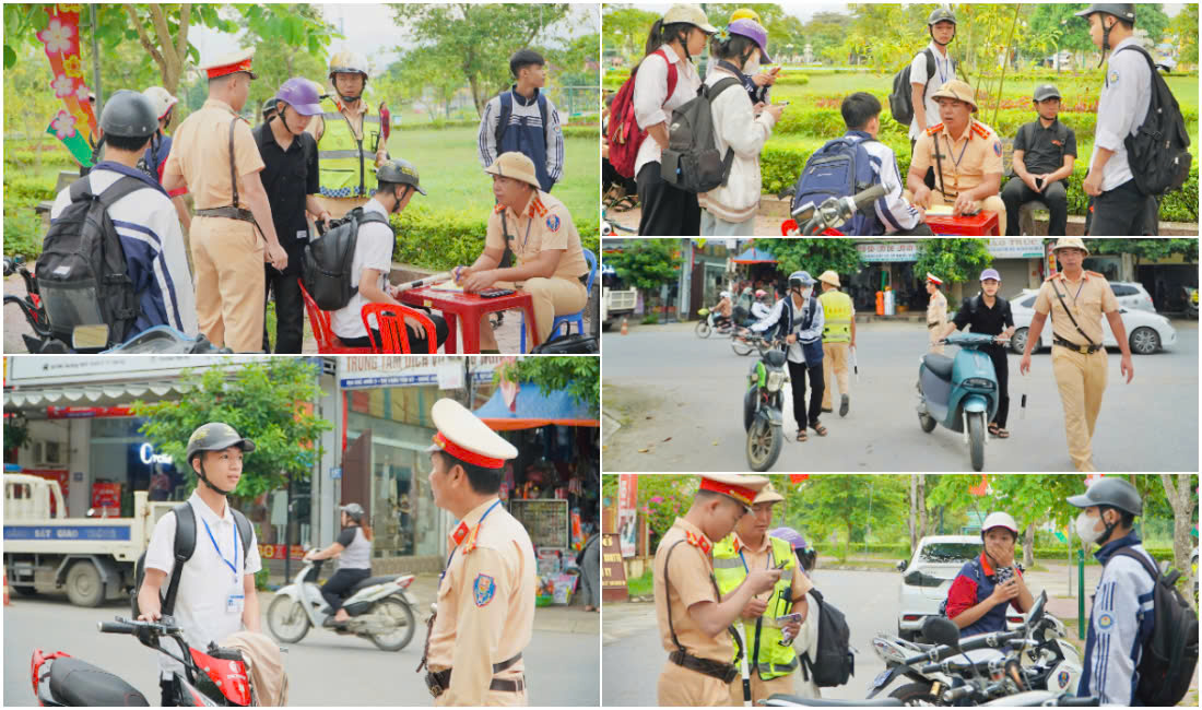 Công an huyện Tân Kỳ  ra quân xử lý học sinh vi phạm TTATGT