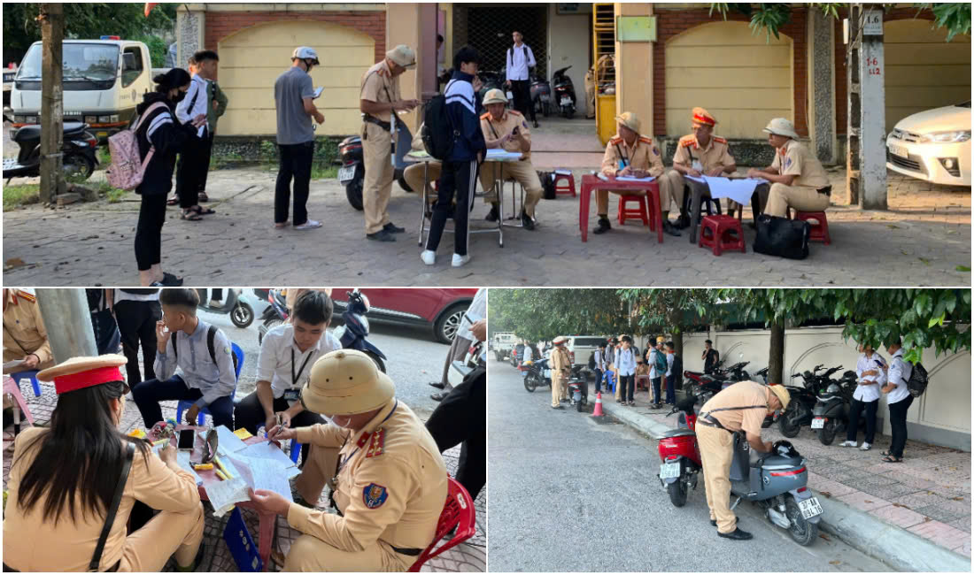 Công an thành phố Vinh ra quân xử lý học sinh vi phạm TTATGT