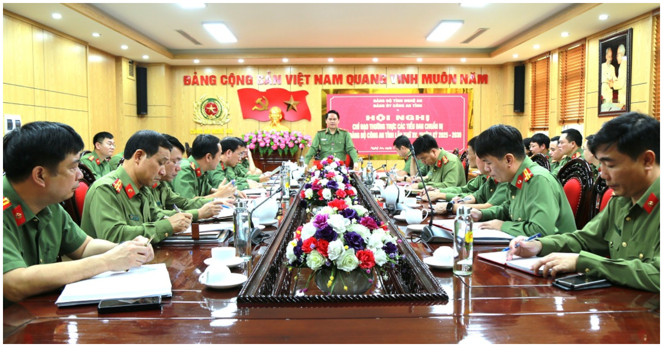 Hội nghị chỉ đạo thường trực các tiểu ban chuẩn bị Đại hội Đảng bộ Công an tỉnh lần thứ XV, nhiệm kỳ 2025 - 2030