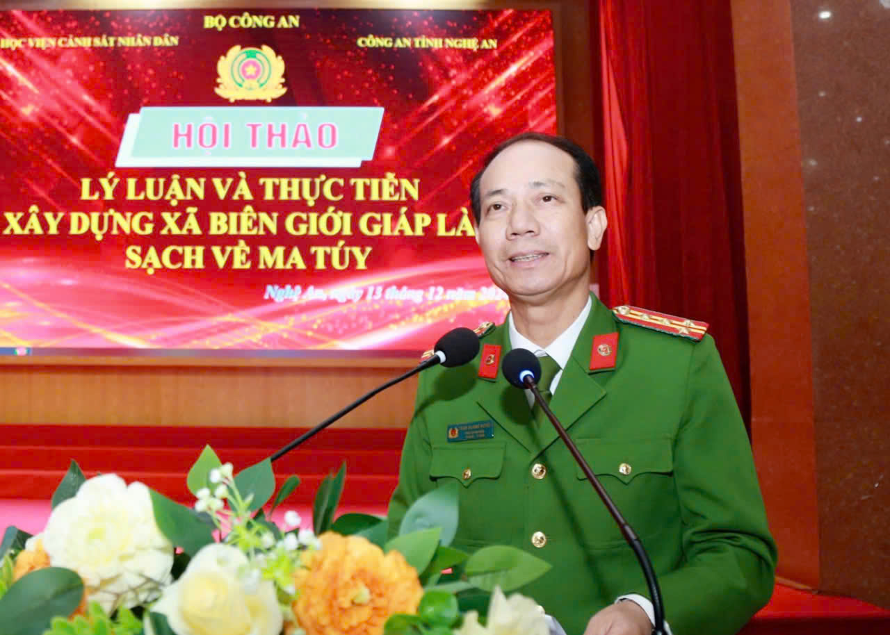 Đồng chí PGS.TS Đại tá Trần Quang Huyên, Phó Giám đốc Học viện Cảnh sát nhân dân phát biểu kết luận 