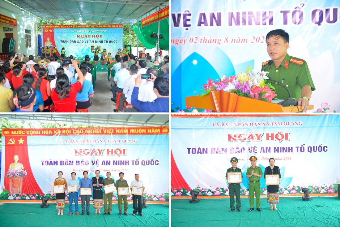 Đồng chí Đại tá Nguyễn Duy Thanh, Phó Giám đốc Công an tỉnh chung vui Ngày hội đại đoàn kết với Nhân dân huyện Tương Dương