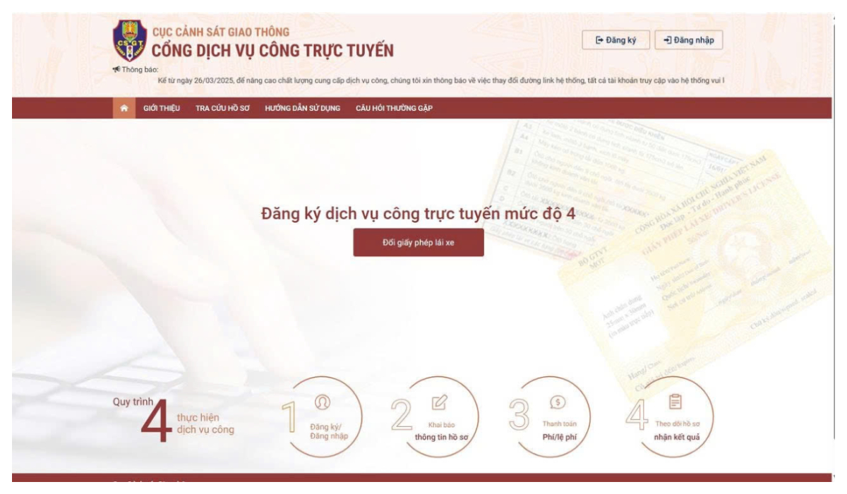 Từ 26/3, cấp đổi giấy phép lái xe qua cổng dịch vụ công của Bộ Công an