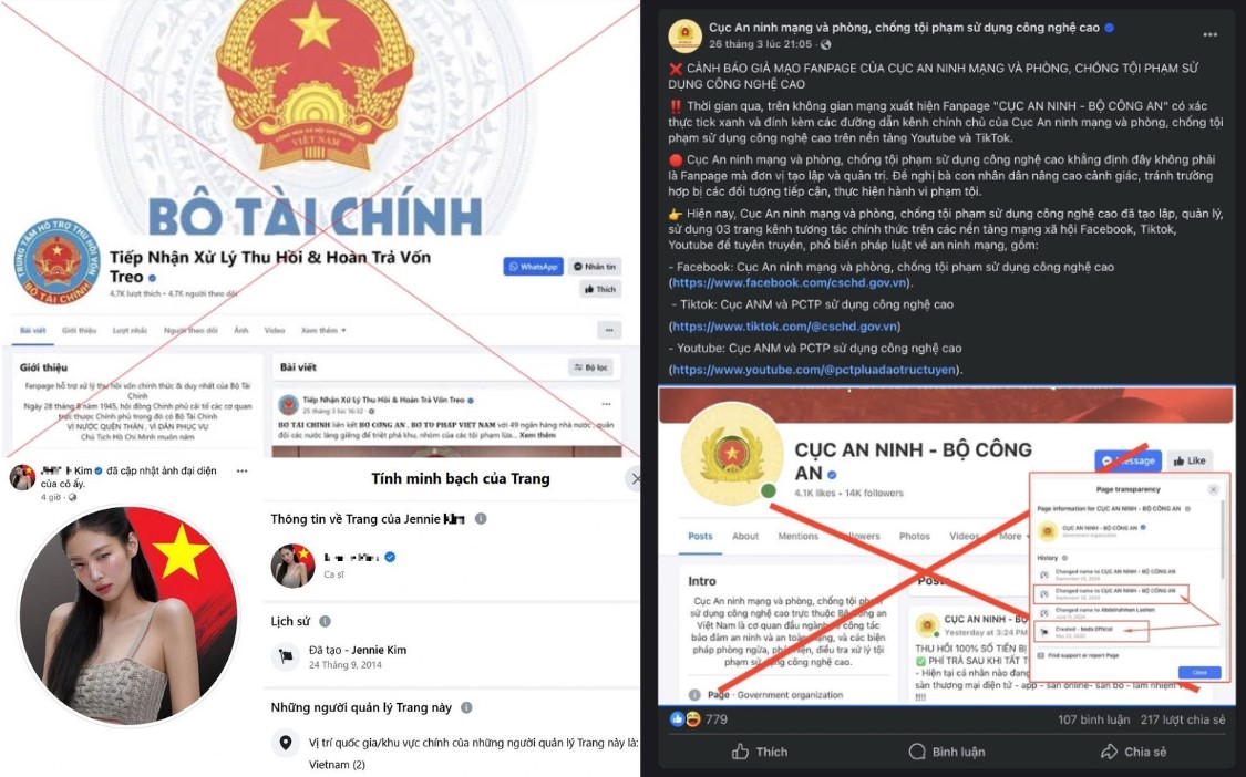 Những trang facebook có tick xanh nhưng là giả mạo, lập ra để lừa đảo