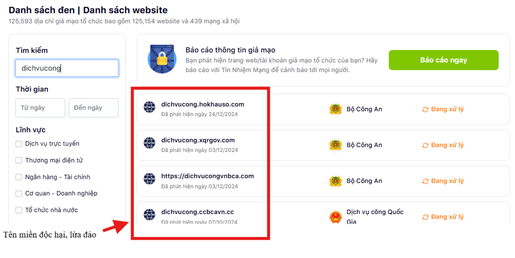 Các bước tra cứu web vi phạm