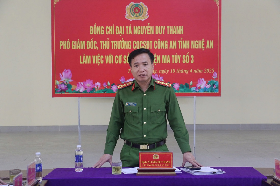 Đồng chí Đại tá Nguyễn Duy Thanh, Phó Giám đốc Công an tỉnh phát biểu kết luận