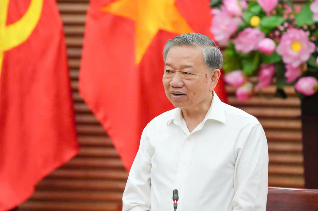 Đồng chí Tổng Bí thư Tô Lâm phát biểu tại buổi làm việc